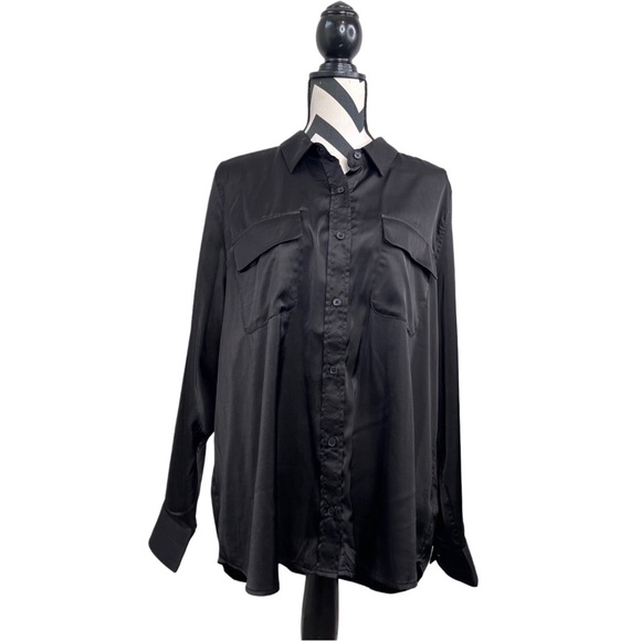 Equipment Minimalist Sz XL Satin Office Long-Sleeve Button Down Front Blouse - Picture 1 of 12